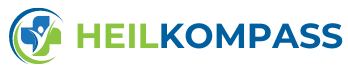 Logo with the text 'HEILKOMPASS' and a stylized compass design.