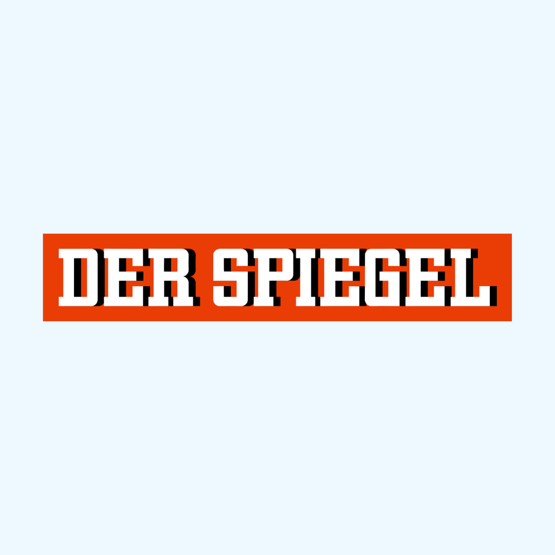 Logo with the text 'DER SPIEGEL' on an orange background.
