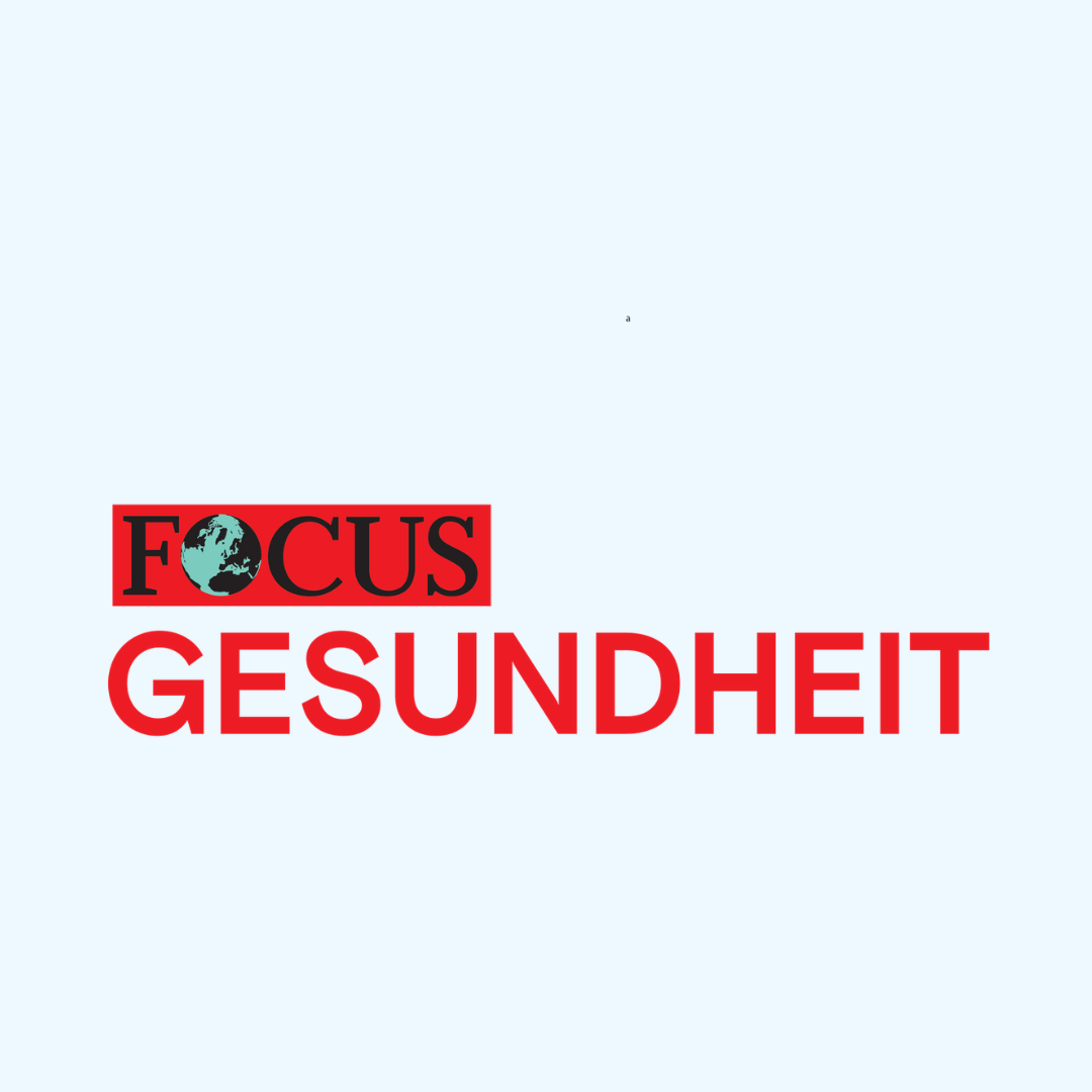 'FOCUS GESUNDHEIT' text with a globe icon on a light background.