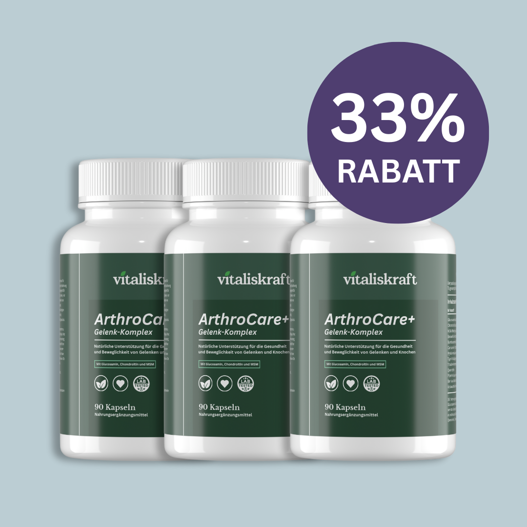 Three ArthroCare+ supplement bottles with a 33% discount label.