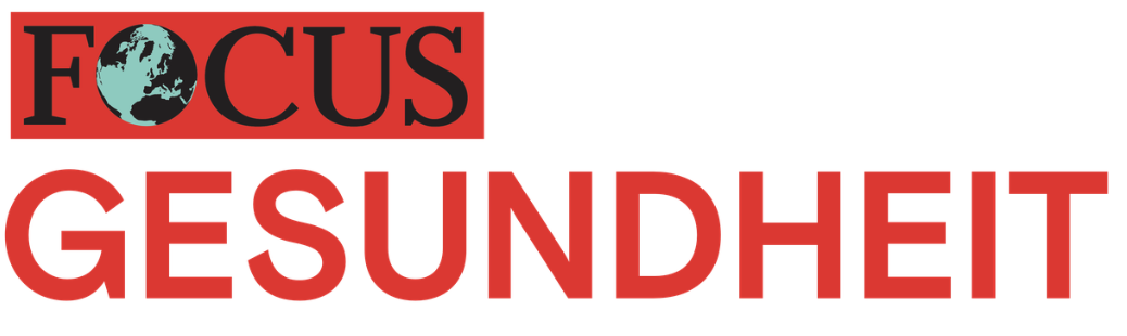 Logo with 'FOCUS' and 'GESUNDHEIT' in red text, globe in the letter 'O'.