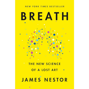 Yellow book cover with colorful abstract lung design.