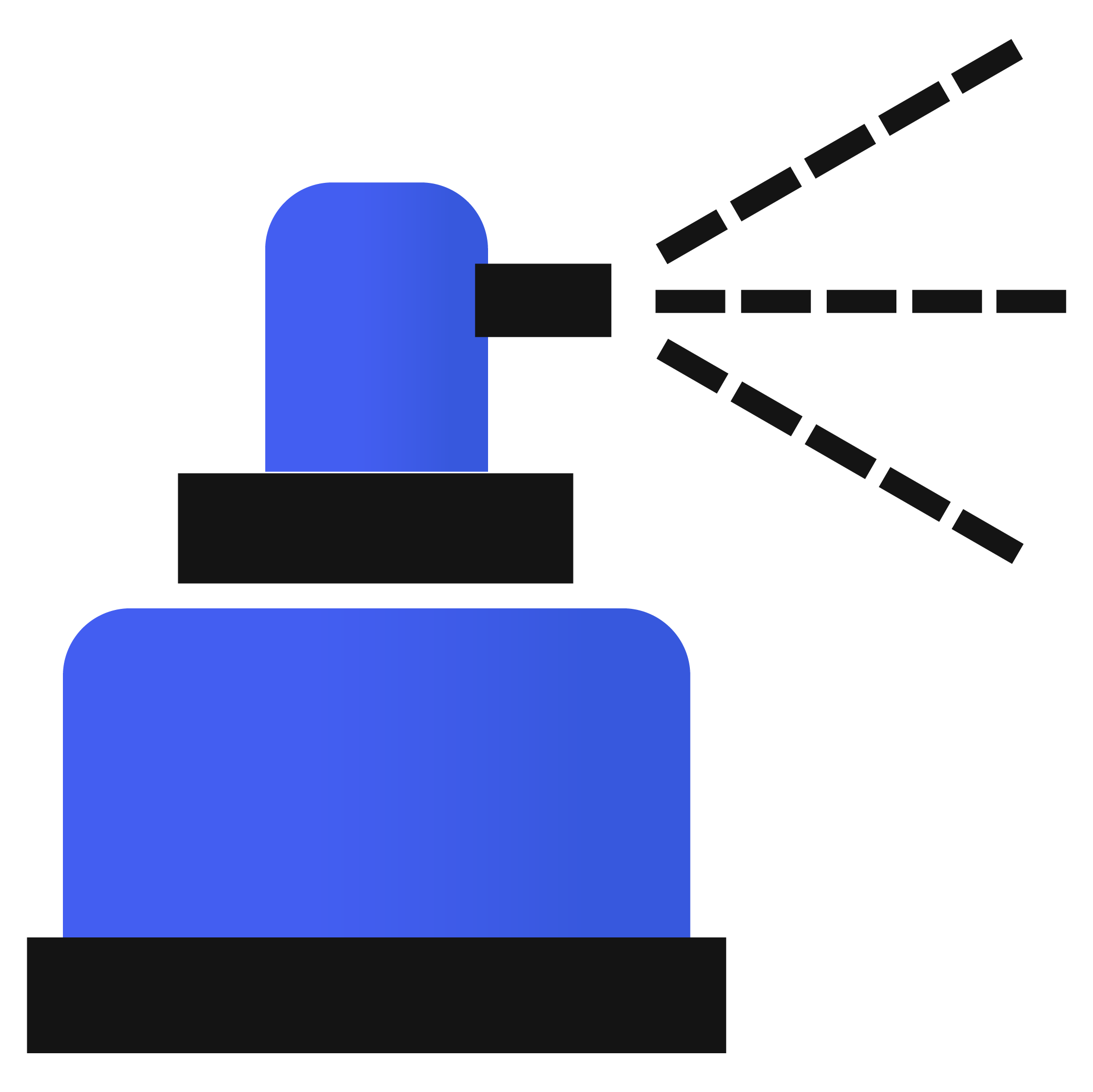 Blue and black stylized spray bottle icon.