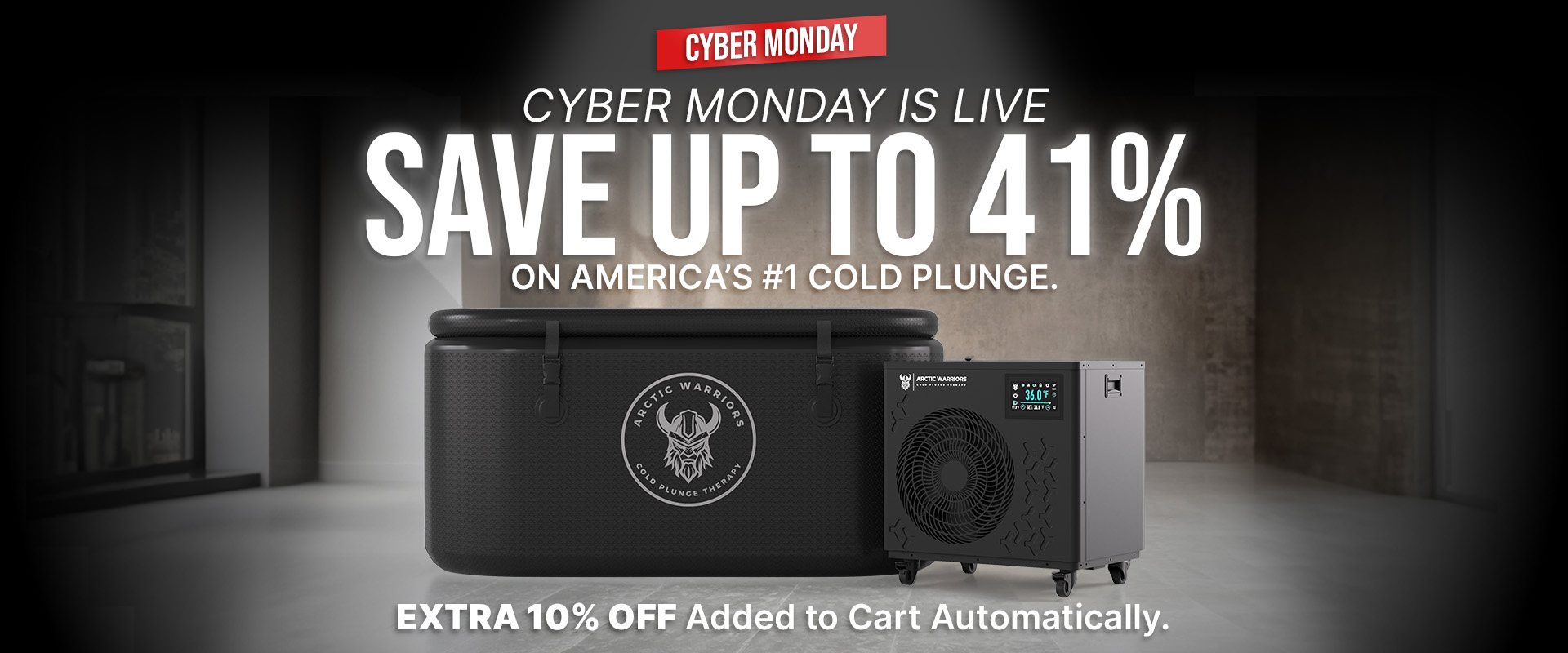 Cyber Monday 41% off sale on cold plunge products.