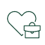 A heart symbol with a briefcase icon.