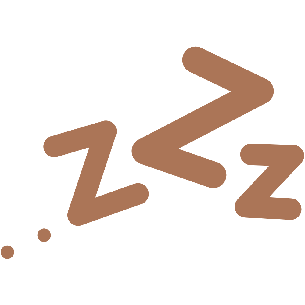 A brown graphic icon with three Z's and three dots, representing sleep or snoring.