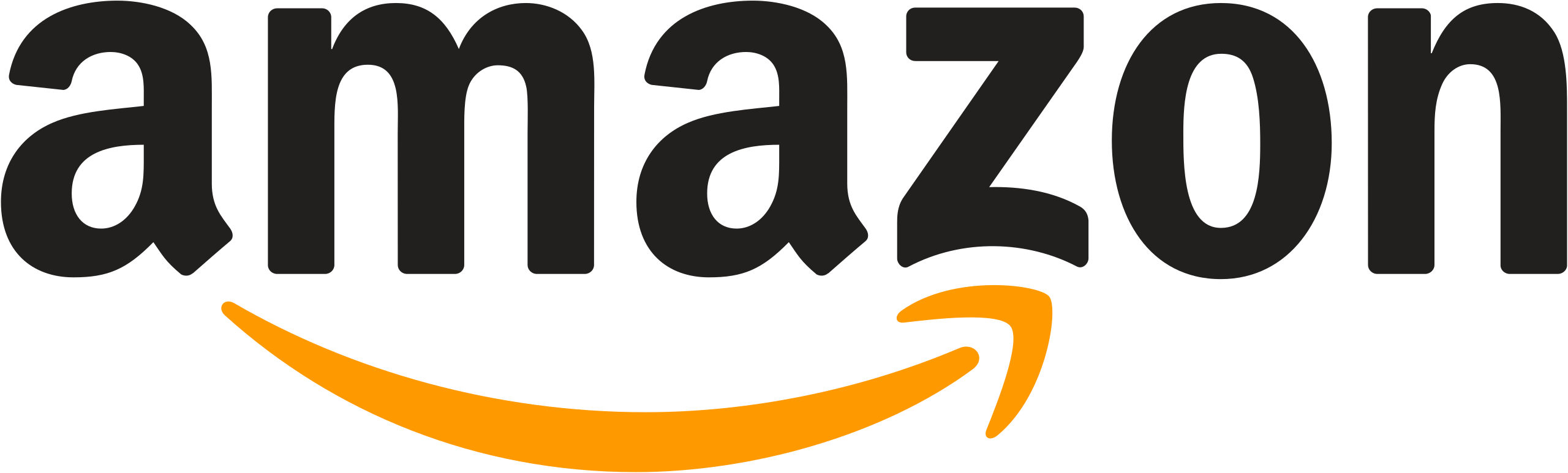Black text 'amazon' with a yellow arrow underneath.