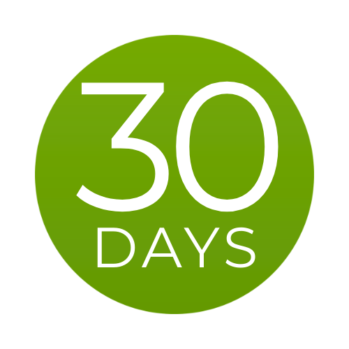 A green circular icon with the words '30 DAYS' written in white text.