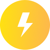 Yellow circle with a white lightning bolt in the center.