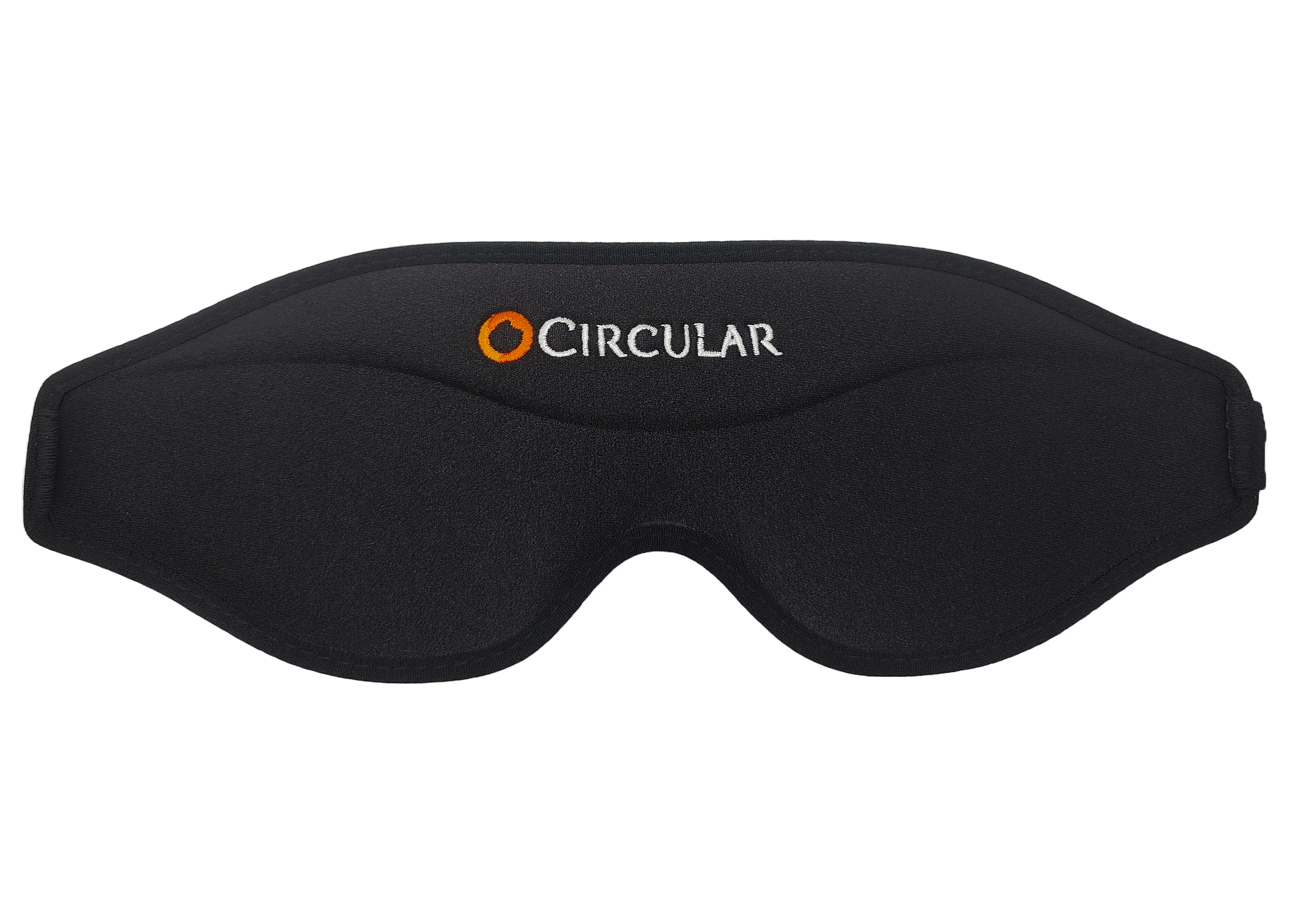 Black eye mask with 'Circular' logo embroidered on it.