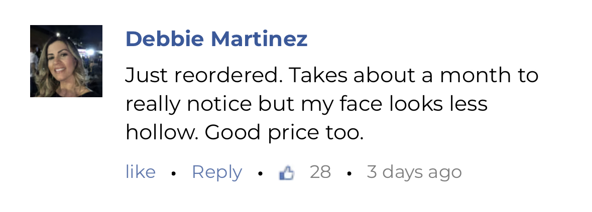 A social media comment with a profile picture and user's feedback.
