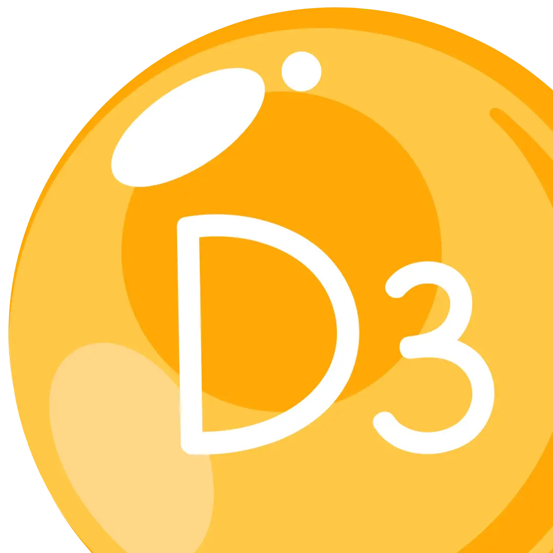 An illustration of a shiny, golden yellow orb with the text D3 inside of it.