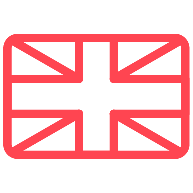 Red outline of the Union Jack flag on a white background.