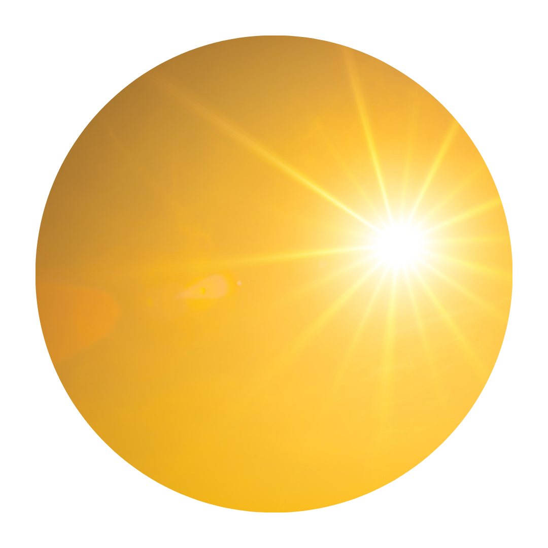 Bright sun with rays against a clear sky.