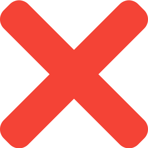 A red 'X' symbol on a transparent background.