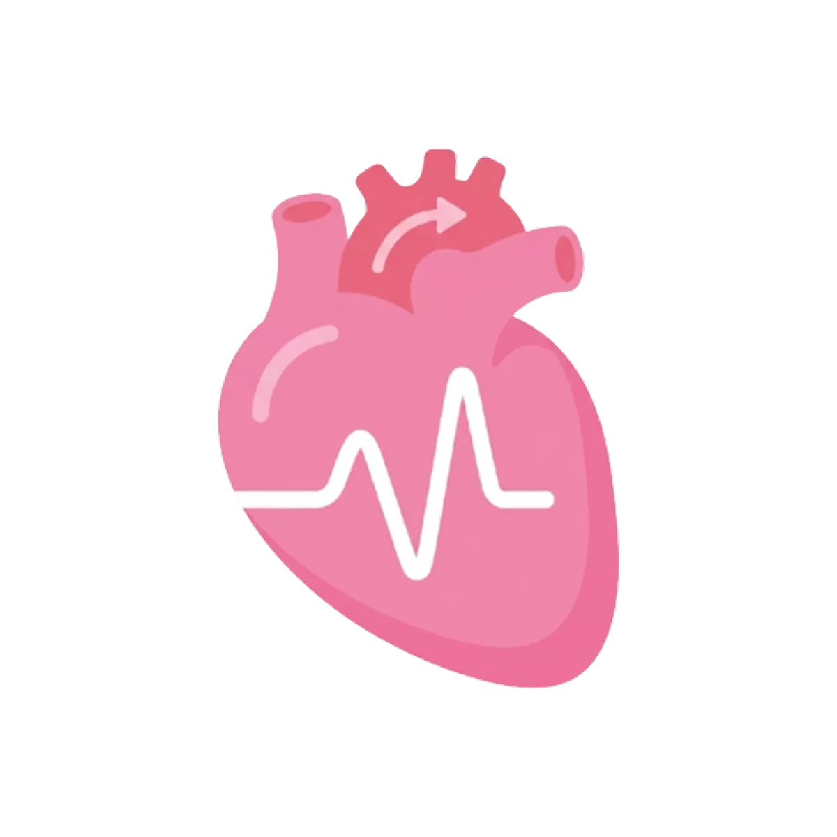 Illustration of a human heart with a heartbeat line.