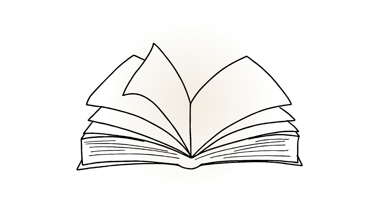 Simple line drawing of an open book inside a circle.