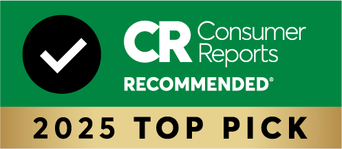 The Consumer Reports Recommended 2025 Top Pick logo, featuring a checkmark.