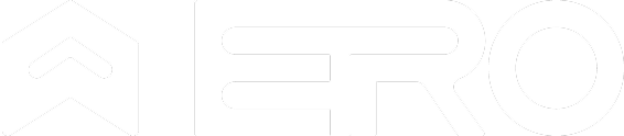 Black and white logo with geometric shapes and the word 'ERO'.