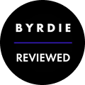 Black square with 'BYRDIE REVIEWED' text in white.