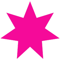 Pink eight-pointed star on a black background.