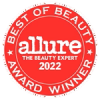 Red circular badge with 'Allure Best of Beauty Award Winner 2022' text.