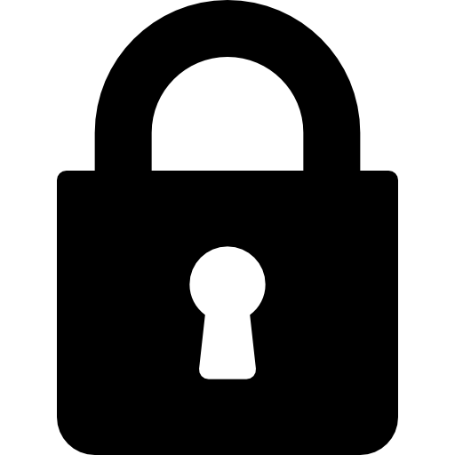 Black padlock icon on a white background.