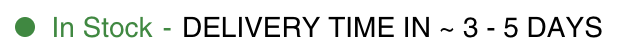 Text indicating 'In Stock' with delivery time of 3-5 days.