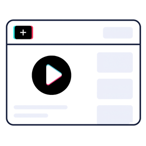 Illustration of a video player interface with a play button and sidebar.