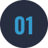 The number 01 in a light blue font, centered inside a dark blue circle.