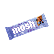 A purple Mosh brand protein bar in Blueberry Almond Crunch flavor, against a white background.
