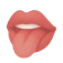 Illustration of lips with tongue sticking out.