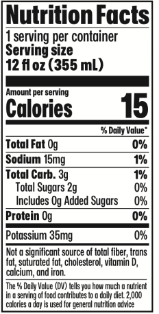 Nutrition facts label showing calories, serving size, and nutrient information.