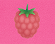 Illustration of a raspberry on a pink background.