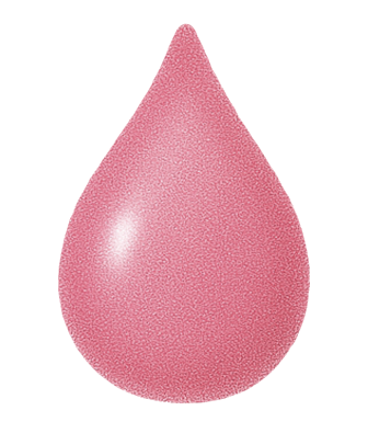 Pink textured teardrop shape on a white background.