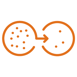 Orange icon showing two circles with dots and an arrow between them.