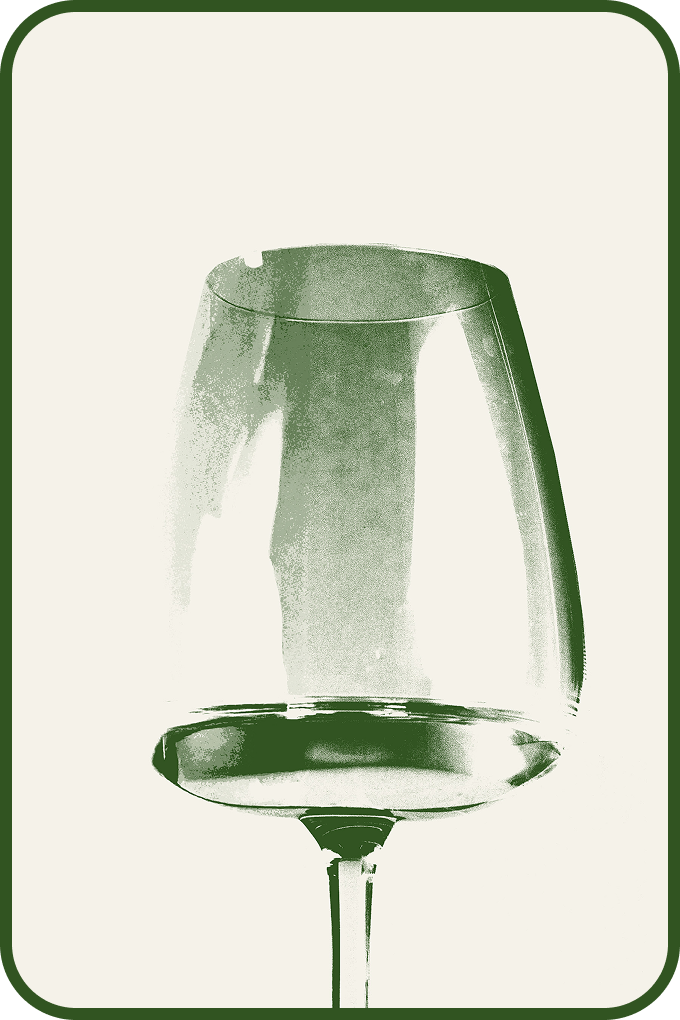 Stylized monochrome image of a wine glass with a green tint.