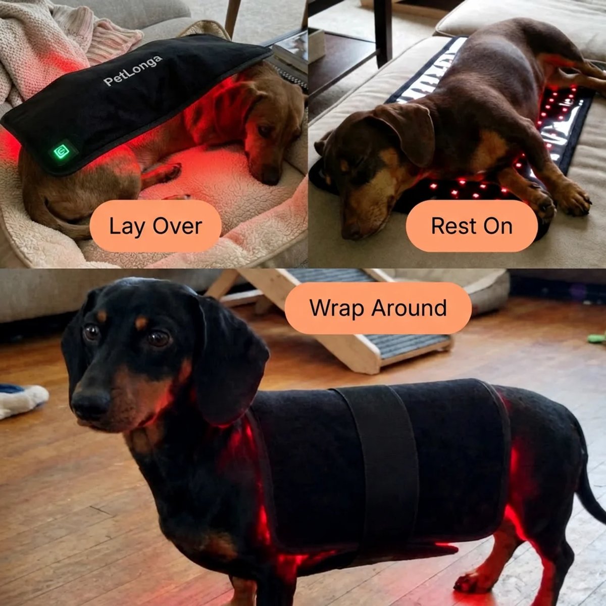 Dog using the PetLonga mat - lay over, rest on, wrap around