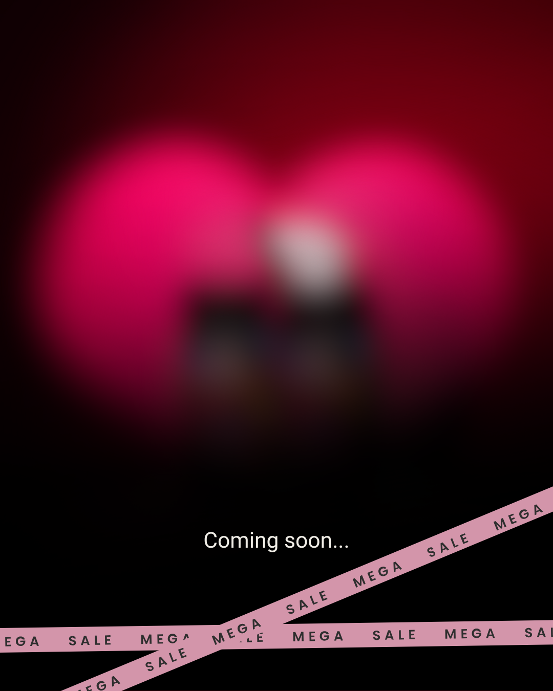 Blurred image with 'Coming soon...' text and megasale banner.
