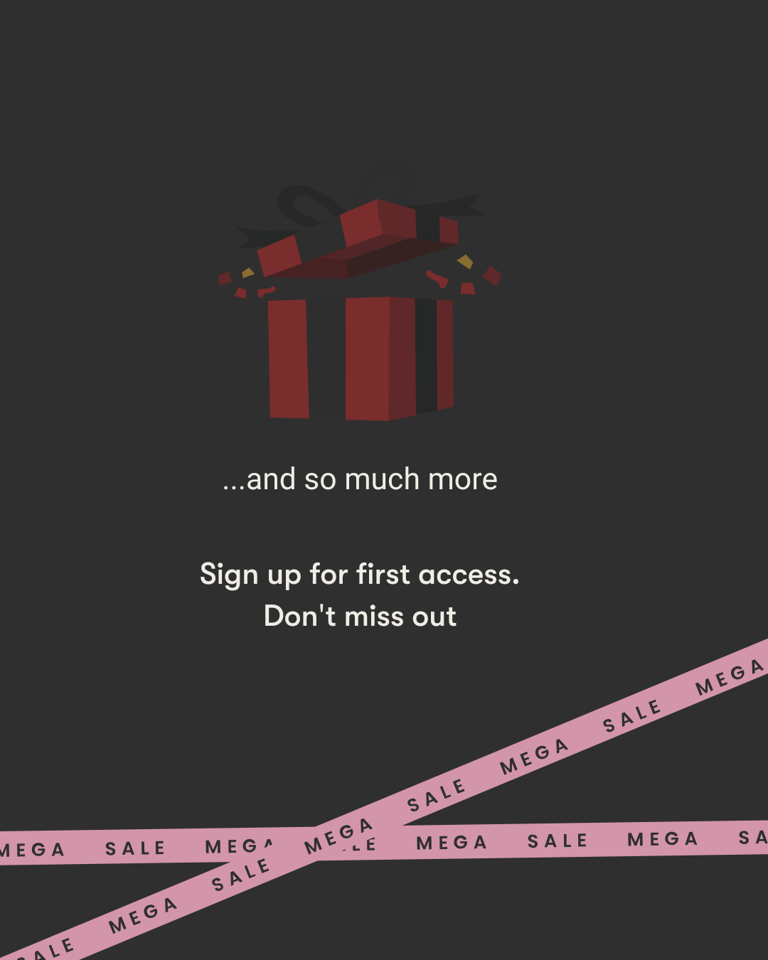 Illustration of an open gift box with sale advertisement text.