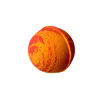 Orange and red swirled ball on a white background.