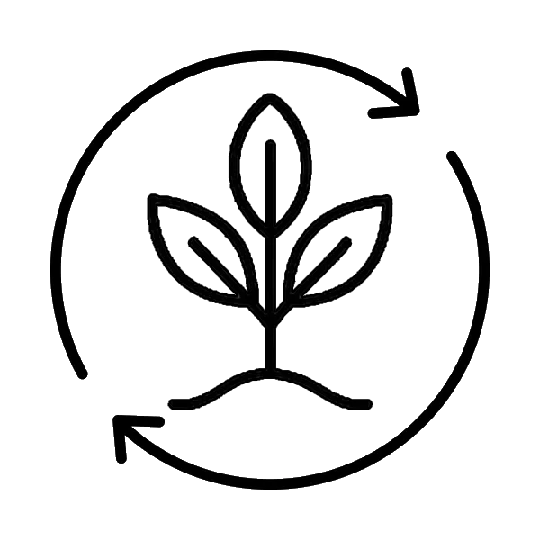 Line drawing of a plant with circular arrows around it.