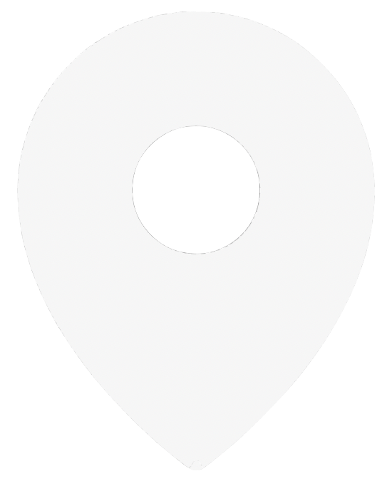 White map pin icon on a transparent background.