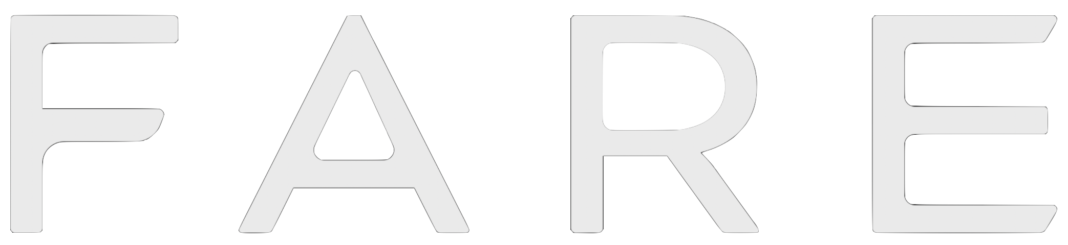 The word 'FARE' in bold, uppercase letters on a black background.