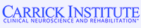 The logo for the Carrick Institute, Clinical Neuroscience and Rehabilitation in blue text on a light background.