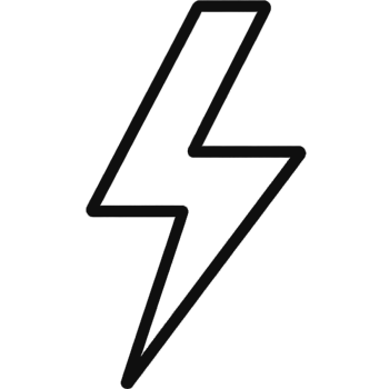 A black outline of a lightning bolt icon on a white background.