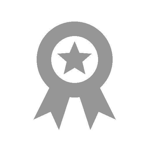 A gray placeholder icon of a ribbon award with a star.