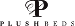 The logo for PlushBeds, featuring a stylized letter P over the brand name.