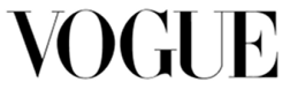 Black text logo of the word 'VOGUE' on a transparent background.
