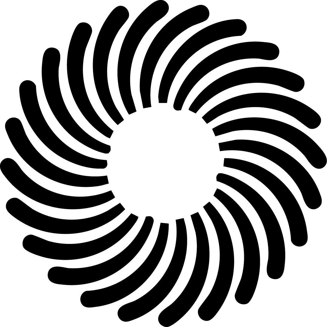Black spiral pattern with curved lines forming a circular shape.